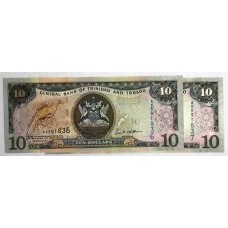 TRINIDAD AND TOBAGO 2006 . TEN 10 DOLLARS BANKNOTES . CONSECUTIVE PAIR